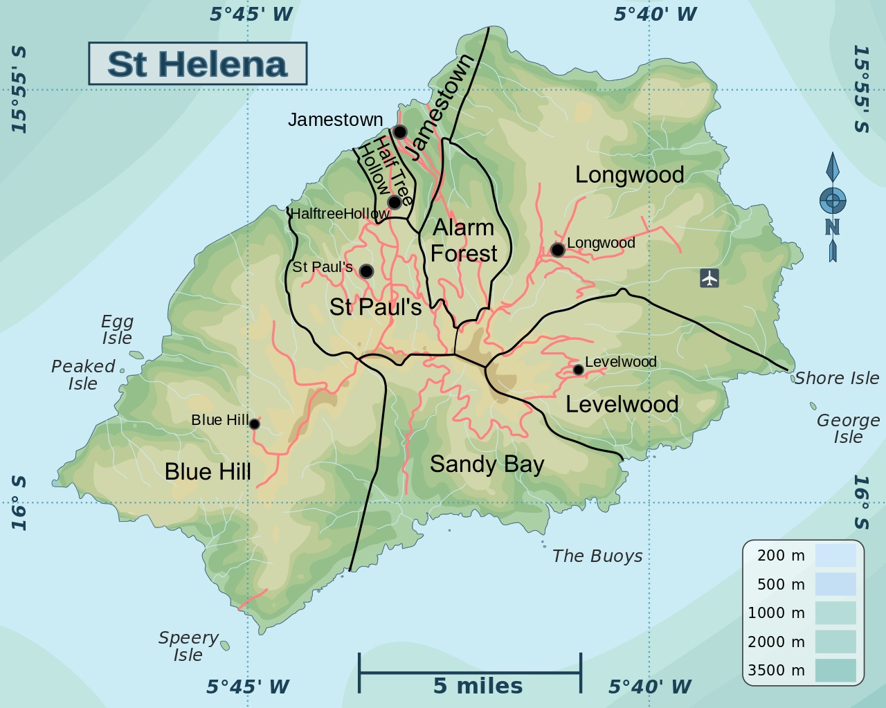 Districts of St Helena